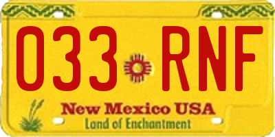 NM license plate 033RNF
