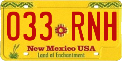 NM license plate 033RNH