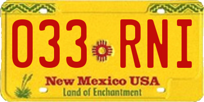 NM license plate 033RNI