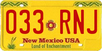 NM license plate 033RNJ