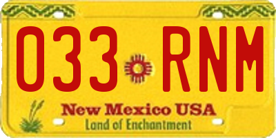NM license plate 033RNM