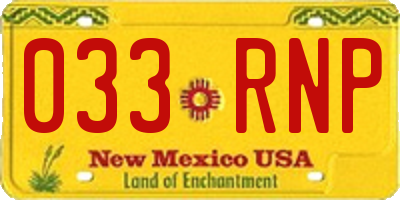 NM license plate 033RNP