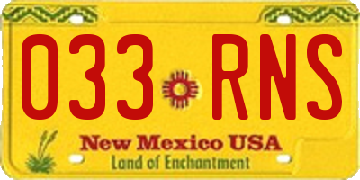NM license plate 033RNS
