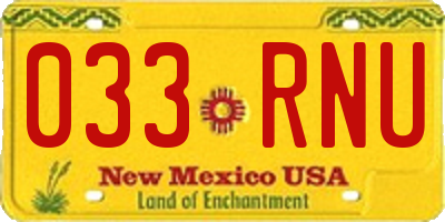 NM license plate 033RNU