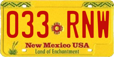 NM license plate 033RNW