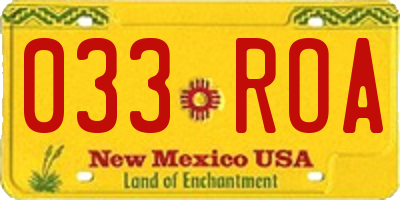 NM license plate 033ROA