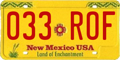NM license plate 033ROF