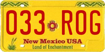 NM license plate 033ROG