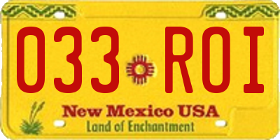 NM license plate 033ROI