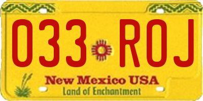 NM license plate 033ROJ