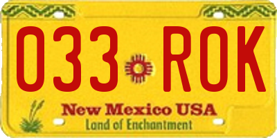 NM license plate 033ROK
