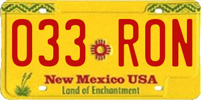 NM license plate 033RON