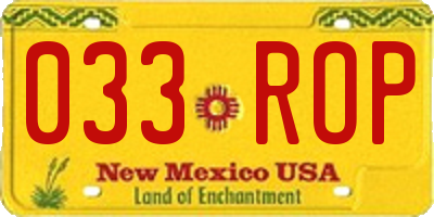 NM license plate 033ROP