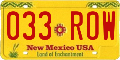 NM license plate 033ROW