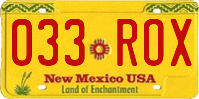 NM license plate 033ROX