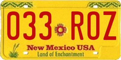 NM license plate 033ROZ