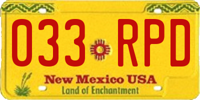 NM license plate 033RPD