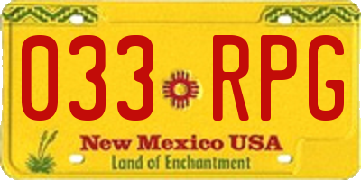 NM license plate 033RPG