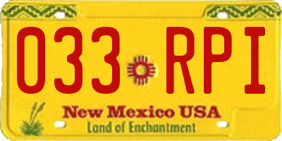 NM license plate 033RPI