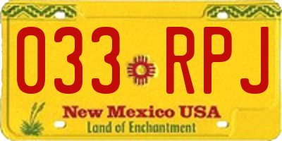 NM license plate 033RPJ