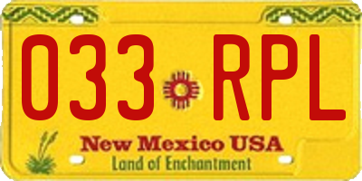 NM license plate 033RPL