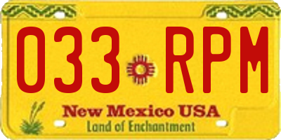 NM license plate 033RPM