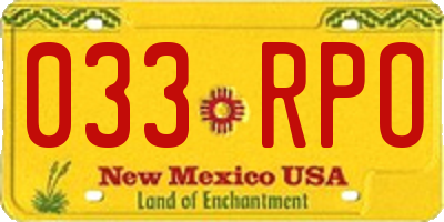 NM license plate 033RPO