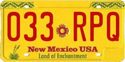 NM license plate 033RPQ