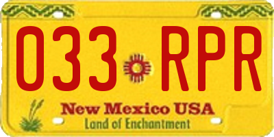 NM license plate 033RPR