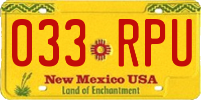 NM license plate 033RPU