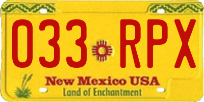NM license plate 033RPX
