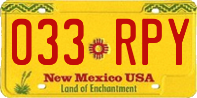 NM license plate 033RPY