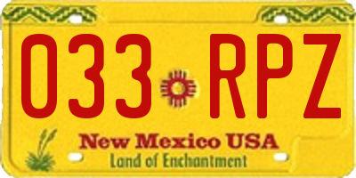 NM license plate 033RPZ
