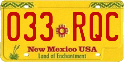 NM license plate 033RQC