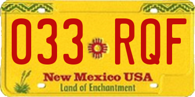 NM license plate 033RQF