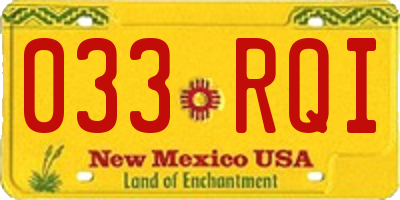NM license plate 033RQI
