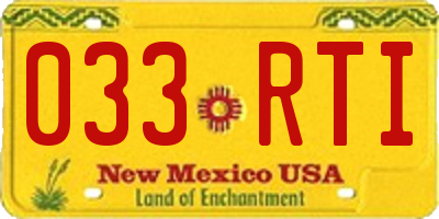 NM license plate 033RTI