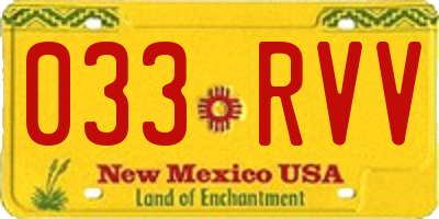 NM license plate 033RVV