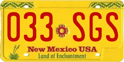 NM license plate 033SGS