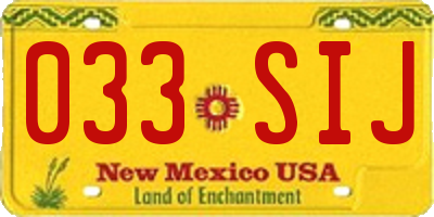 NM license plate 033SIJ