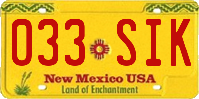 NM license plate 033SIK