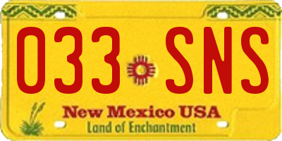 NM license plate 033SNS