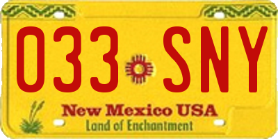 NM license plate 033SNY