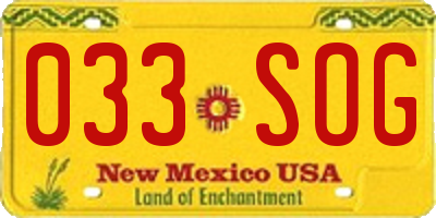 NM license plate 033SOG