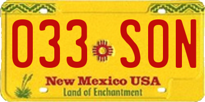 NM license plate 033SON