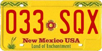 NM license plate 033SQX