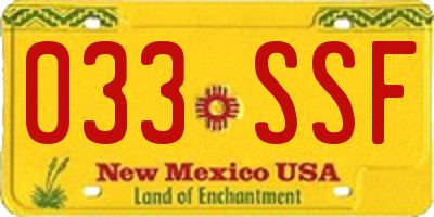NM license plate 033SSF
