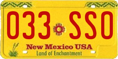 NM license plate 033SSO