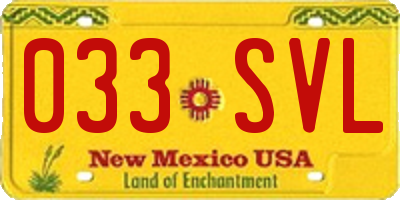 NM license plate 033SVL