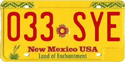 NM license plate 033SYE